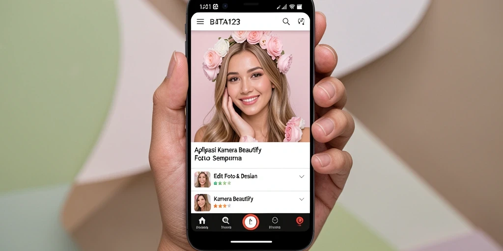Tampilan antarmuka BATA123 dengan fitur Kamera Beautify yang menarik.