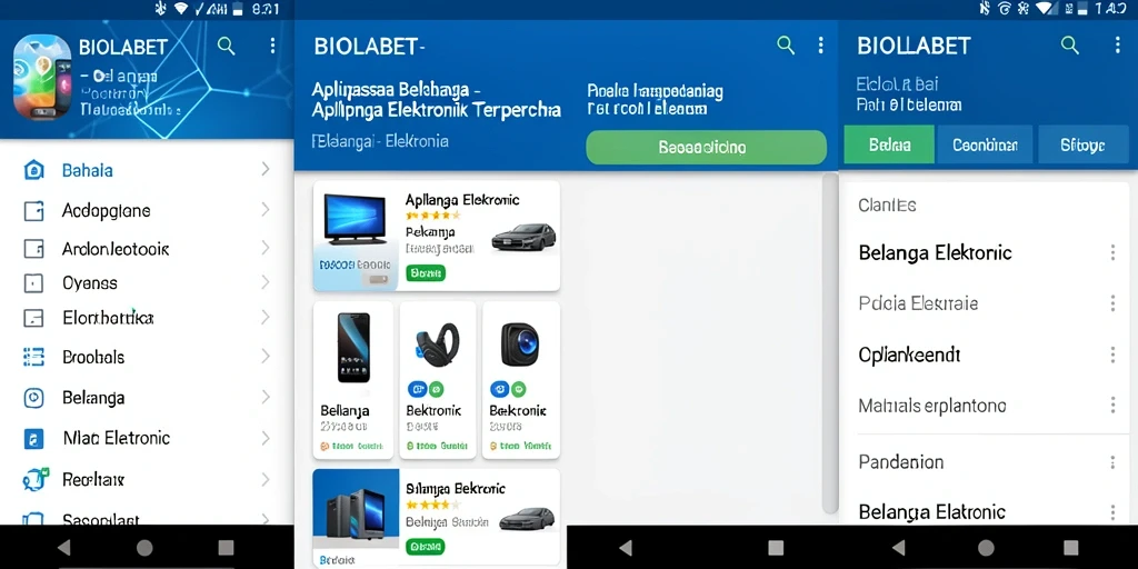 Antarmuka pengguna yang intuitif dan menarik dari aplikasi BIOLABET.