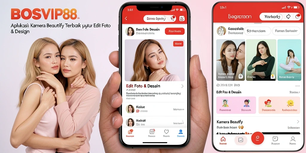 Antarmuka aplikasi BOSVIP88 dengan fitur Kamera Beautify yang menakjubkan.