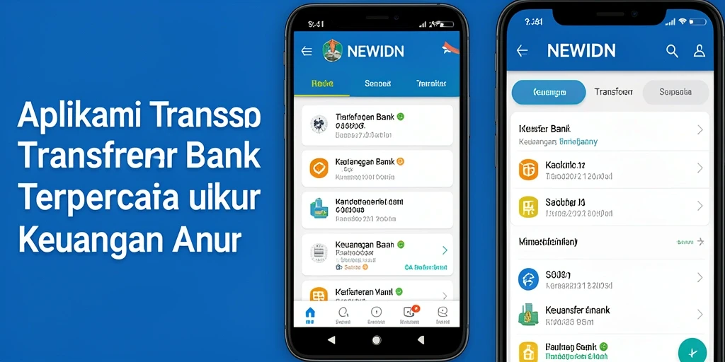 Tampilan antarmuka aplikasi NEWIDN untuk Transfer Bank yang sederhana dan intuitif.