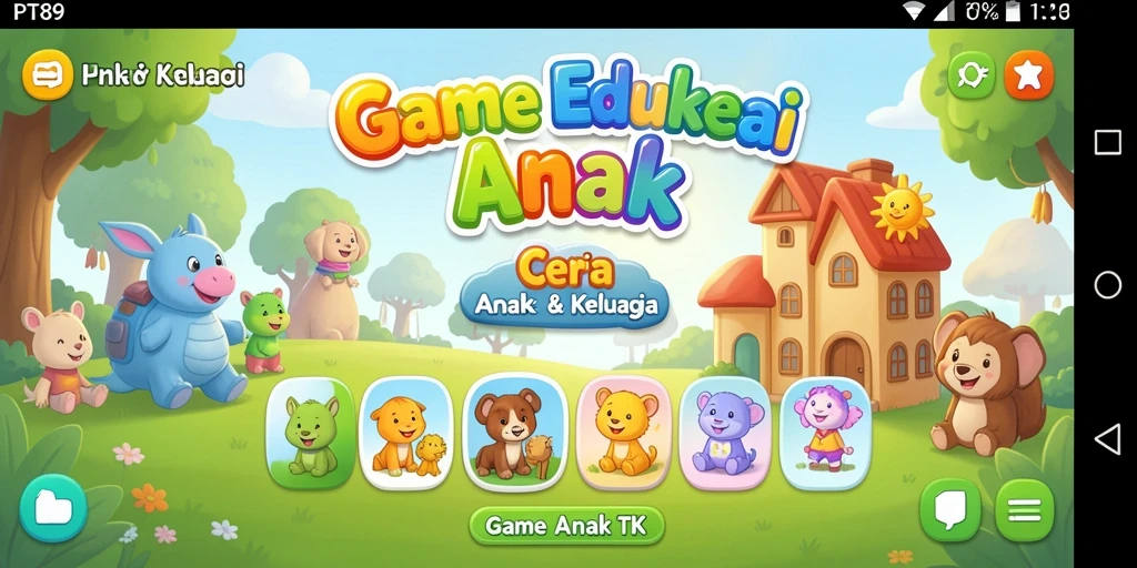 Tampilan antarmuka PT89 yang menarik dan interaktif untuk anak-anak.