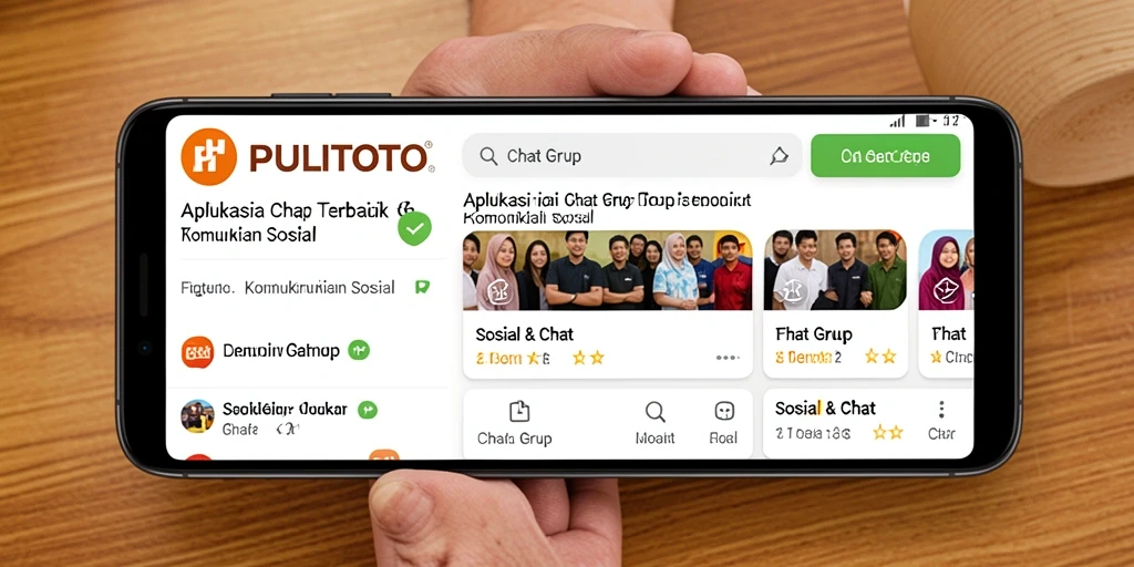 Antarmuka PULITOTO menampilkan fitur Chat Grup yang interaktif dan menarik.