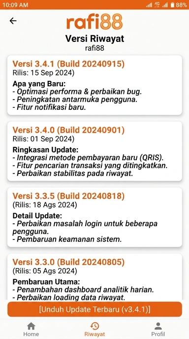 Riwayat versi rafi88 untuk pengguna Android di Indonesia